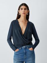 John Lewis Wrap Front Top, Navy