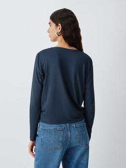 John Lewis Wrap Front Top, Navy - view 2, Navy