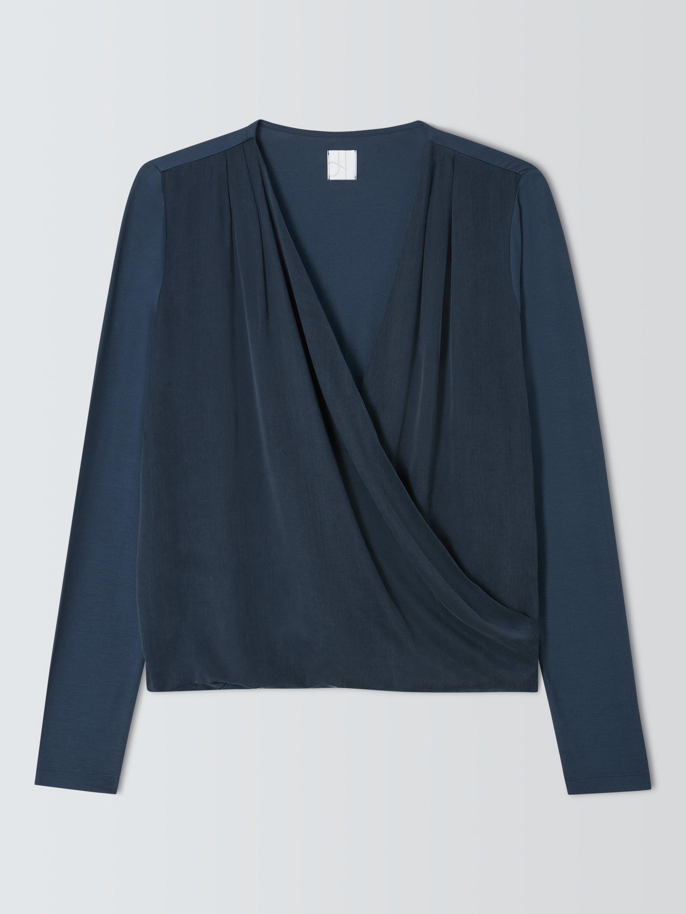 Product image 1 of 1, which shows John Lewis Wrap Front Top, Navy, 6