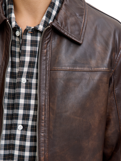 Jack & Jones Kids' Jorclean Leather Jacket, Chocolate Brown - view 2, Chocolate Brown