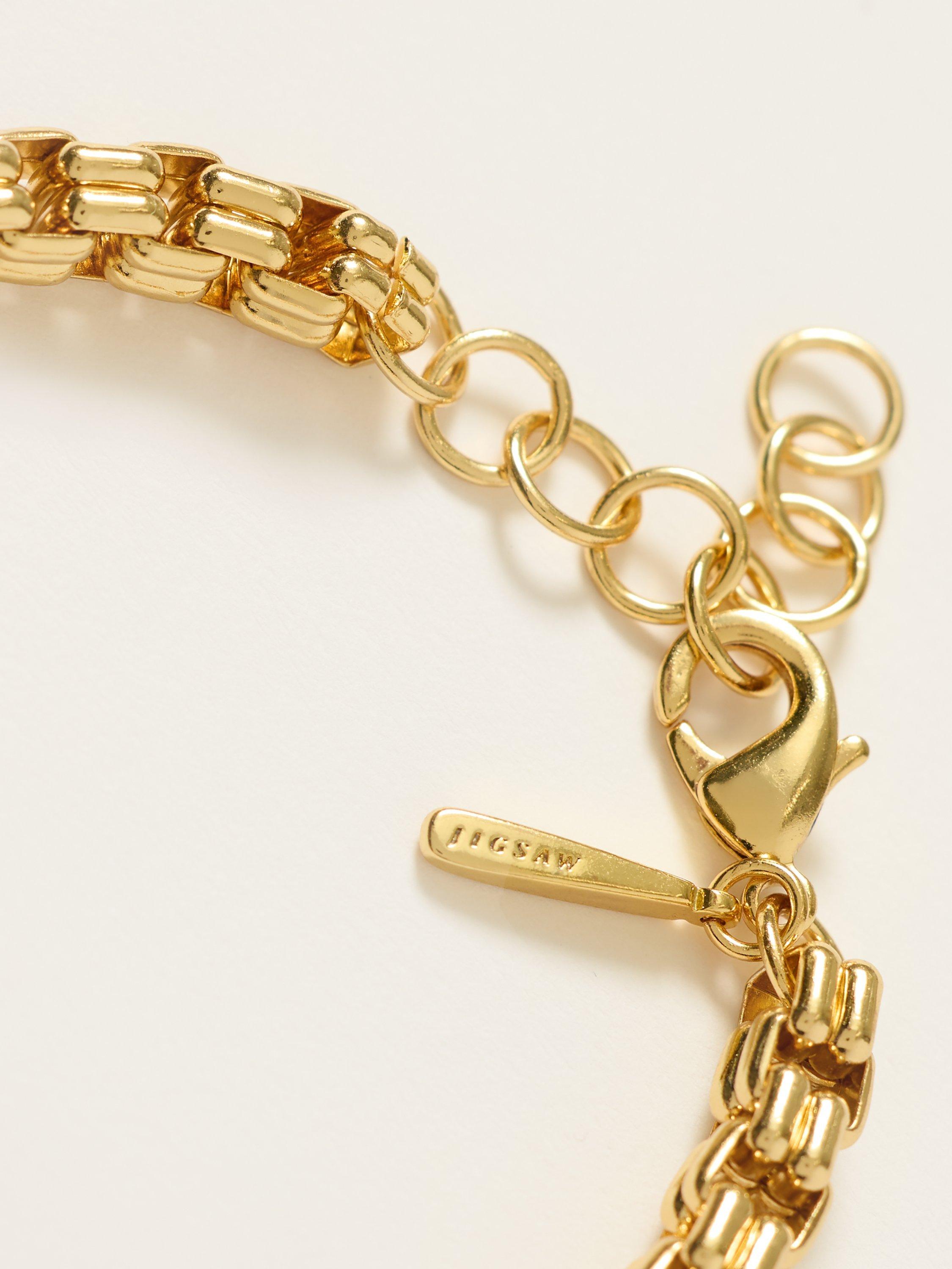Product image 2 of 3, which shows Jigsaw Cube Chain Bracelet, Gold, Gold Plated