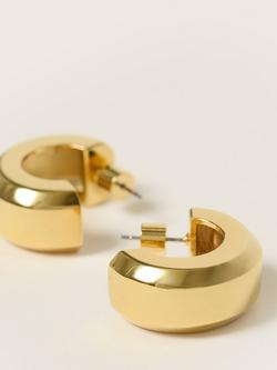 Jigsaw Chunky Hoop Earrings, Gold - view 2, Gold