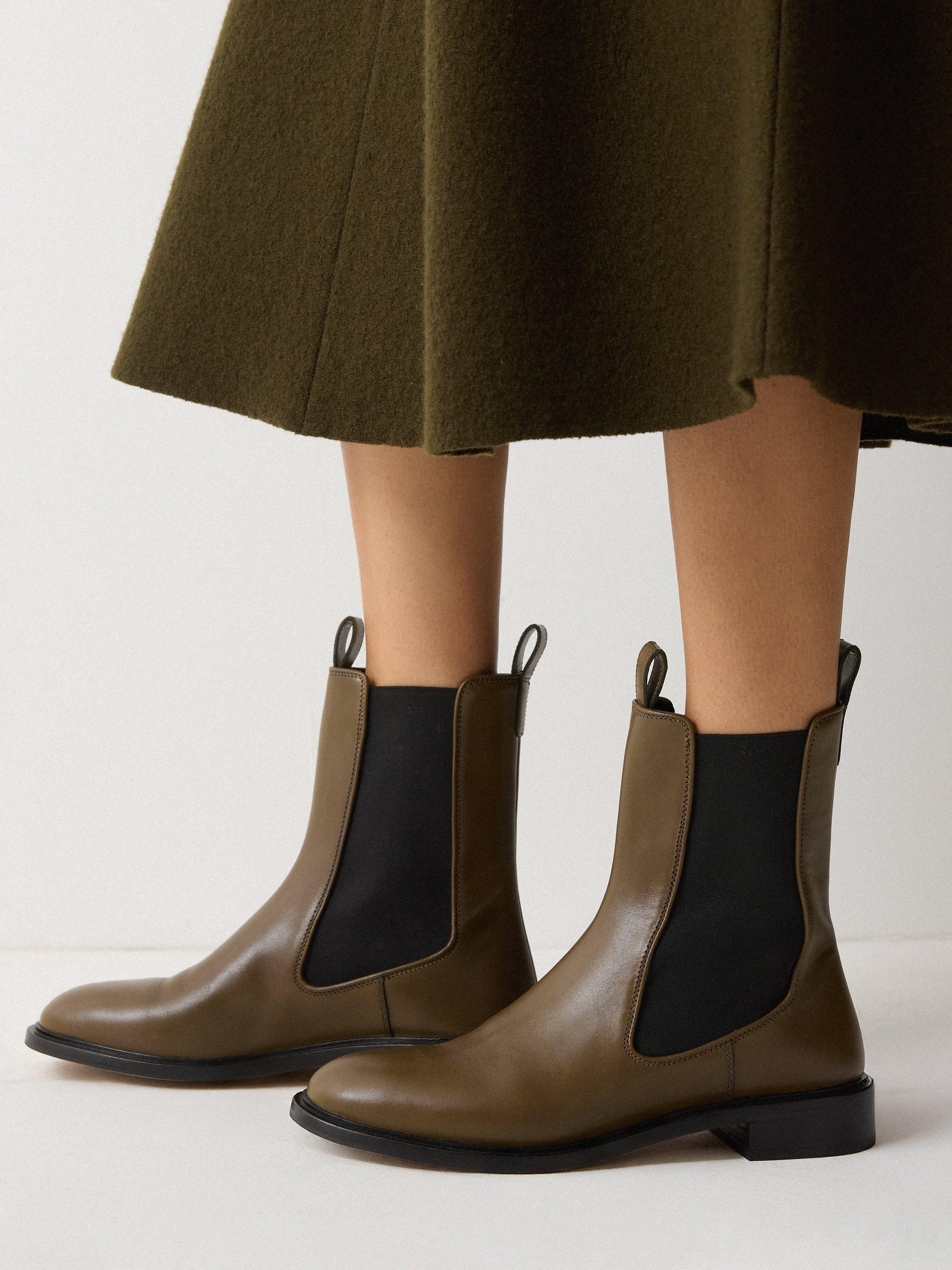 Product image 2 of 6, which shows Jigsaw Pembridge Leather Chelsea Boots, Khaki, EU37