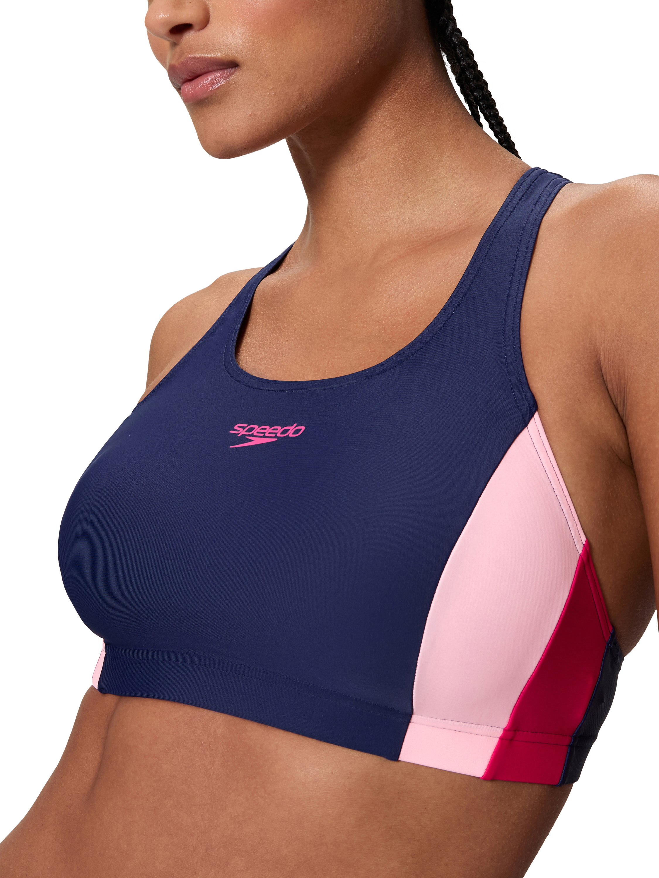 Product image 5 of 5, which shows Speedo Colourblock Splice Bikini Set, Peacoat/ Pink, 32