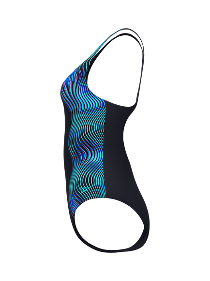 Speedo Print Medalist Swimsuit, Anthracite - view 2, Anthracite