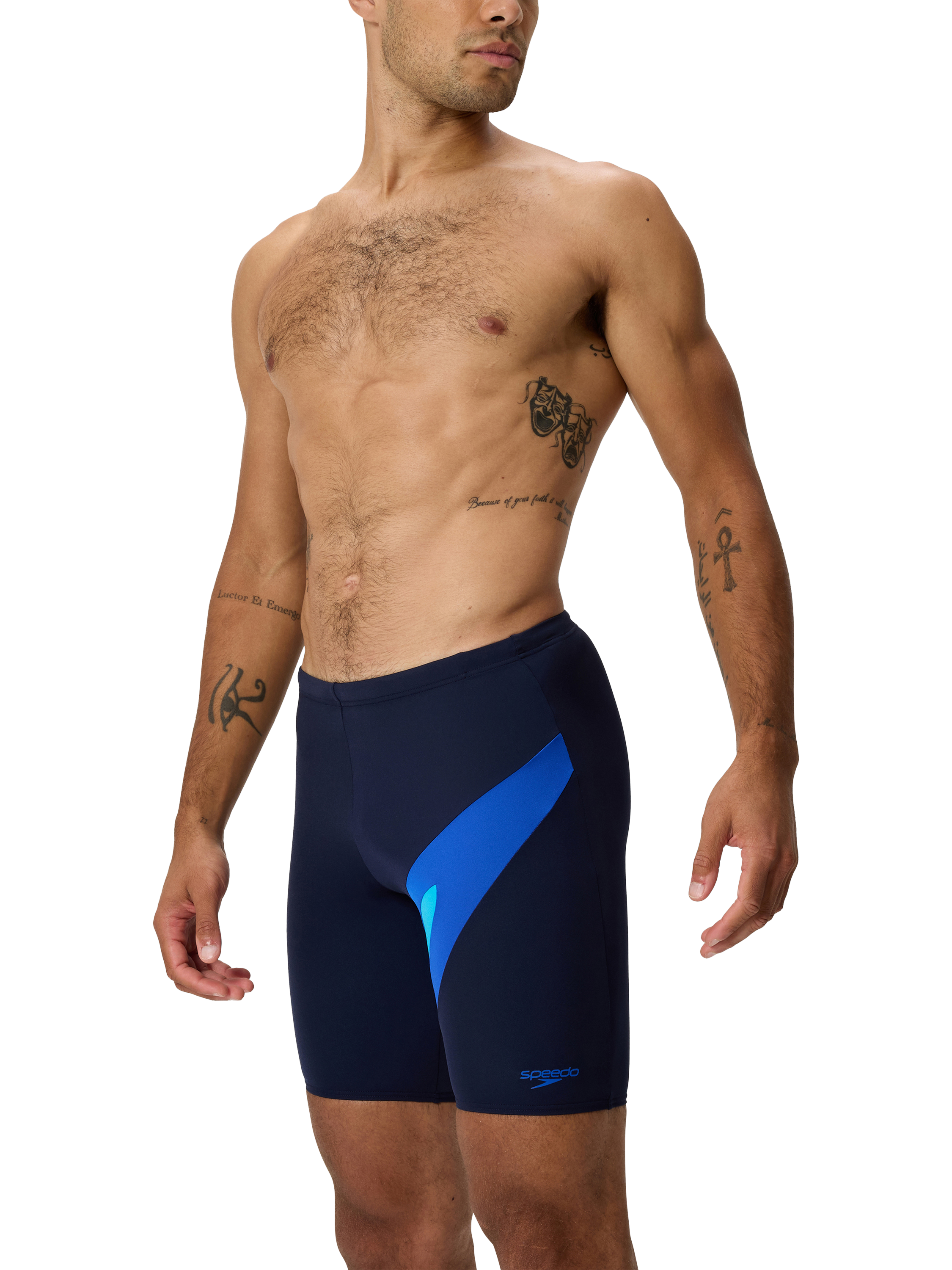 Product image 2 of 3, which shows Speedo Hyperboom Jammer Swim Shorts, Peacoat/ Sapphire, S