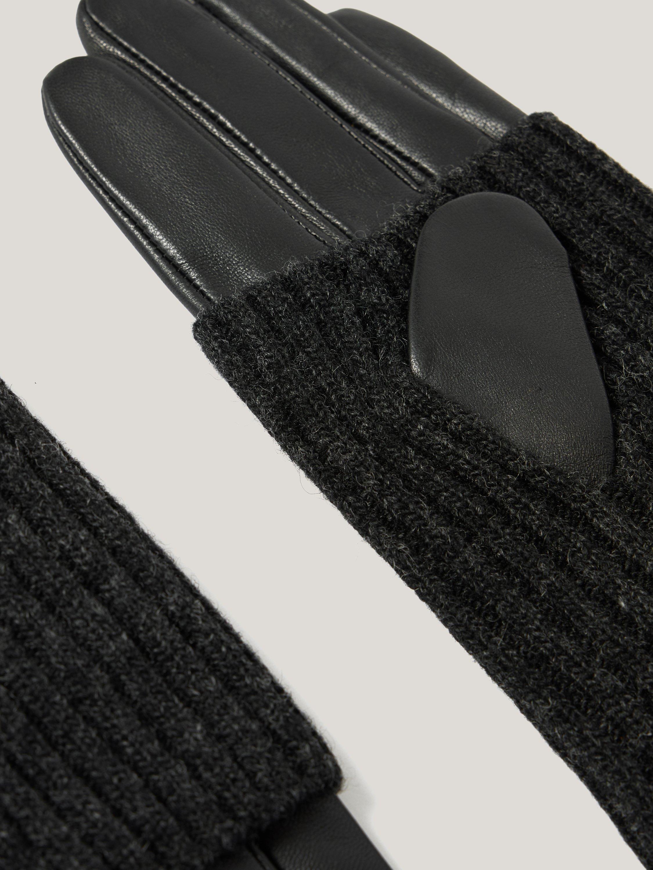 Product image 2 of 3, which shows Jigsaw Knitted Leather Gloves, Black, S-M