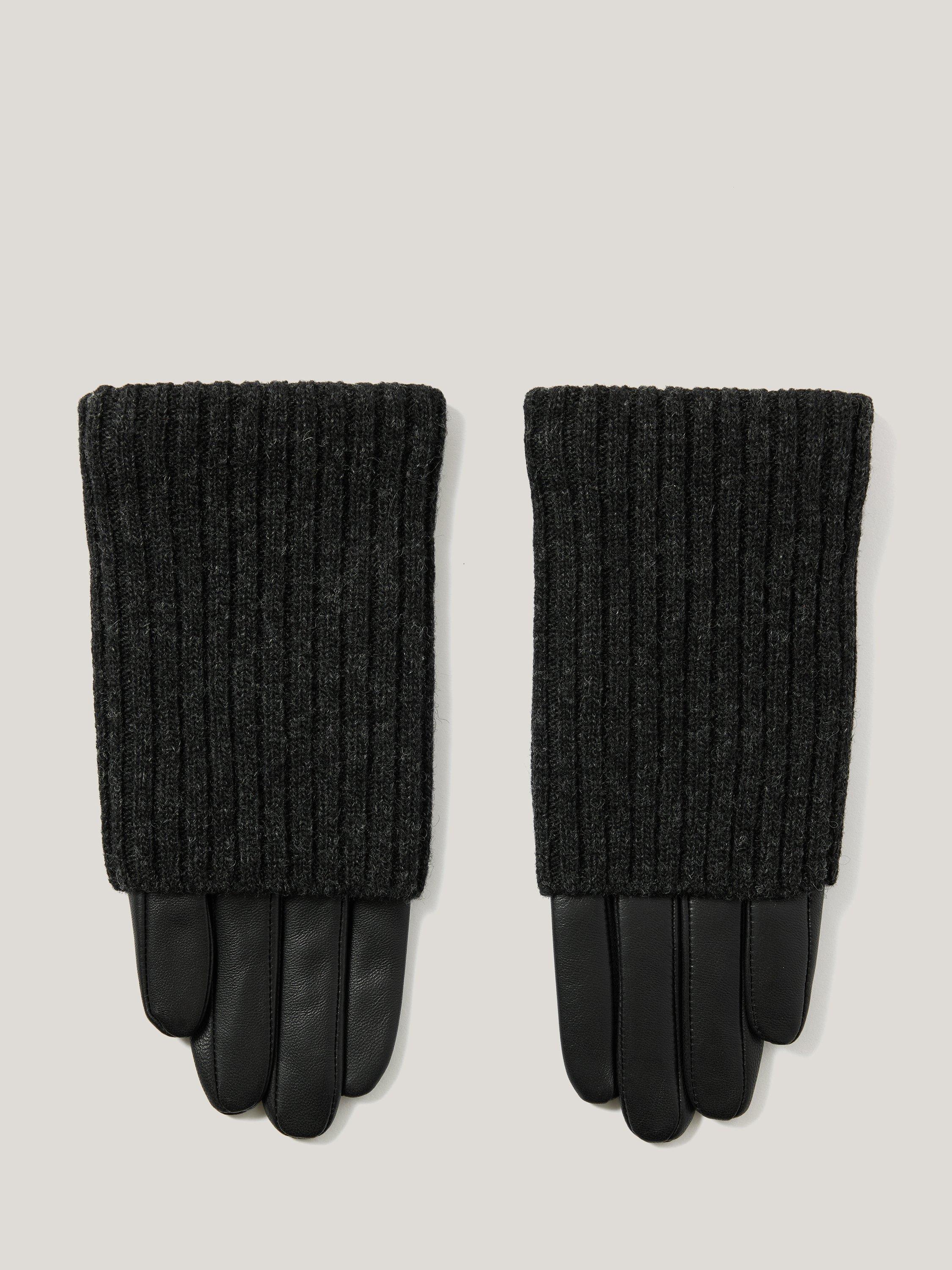 Product image 3 of 3, which shows Jigsaw Knitted Leather Gloves, Black, S-M