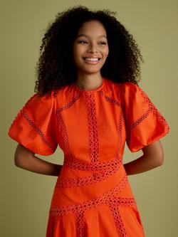 FLORERE Lace Detail Midi Dress - view 2, Orange