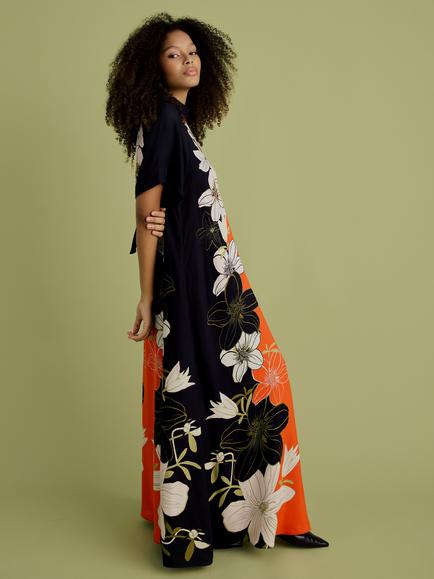 FLORERE High Neck Floral Maxi Dress, Multi - view 2, Multi
