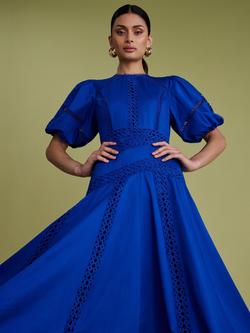 FLORERE Lace Detail Midi Dress - view 2, Blue