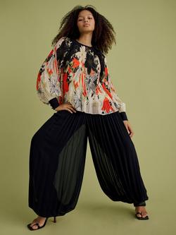 FLORERE Pleated Balloon Trousers, Black, Black