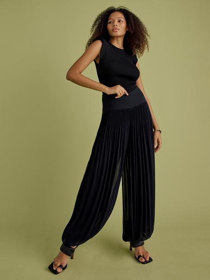 FLORERE Pleated Balloon Trousers, Black - view 2, Black