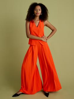 FLORERE Deep Pleat Wide Leg Trousers, Orange