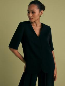 FLORERE Short Sleeve Blazer, Black, Black