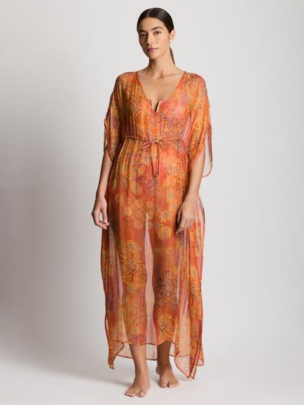 Ralph Lauren Midi Kaftan, Orange/Multi, Orange/Multi