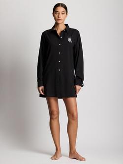 Ralph Lauren Logo Shirt Beach Cover Up, Black, Black