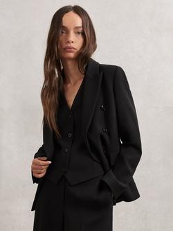 Reiss Petite Gabi Double Breasted Suit Blazer, Black, Black