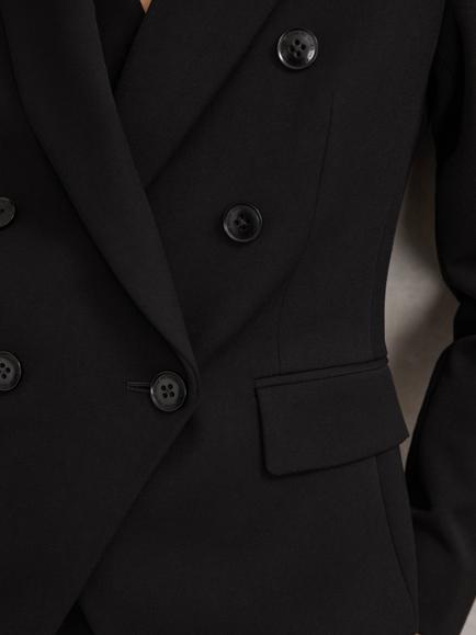 Reiss Petite Gabi Double Breasted Suit Blazer, Black - view 2, Black