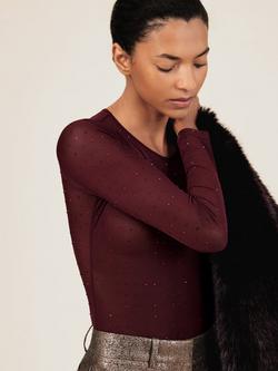 Reiss Pippa Sparkle Bodysuit, Red, Red