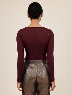 Reiss Pippa Sparkle Bodysuit, Red - view 2, Red