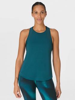 Sweaty Betty Breathe Easy Mesh Run Tank Top, Deep Green