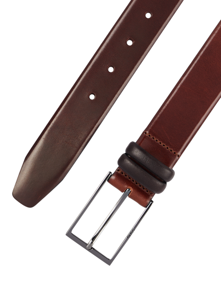 HUGO BOSS Carmello Leather Belt - view 2, Medium Brown