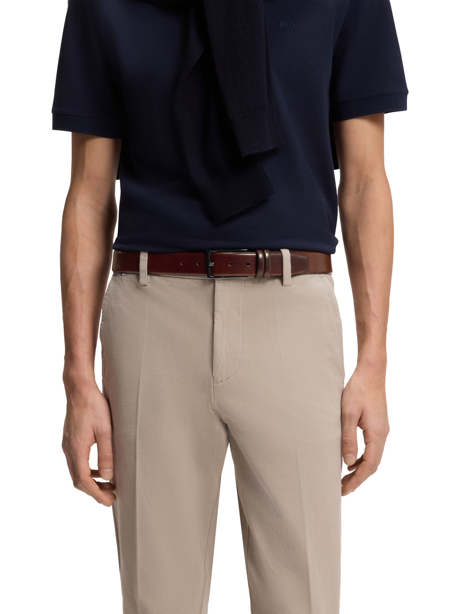 Product image 4 of 4, which shows HUGO BOSS Carmello Leather Belt, Medium Brown, 30