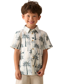 Angel & Rocket Kids' Cotton Short Sleeved Palm Tree Shirt, Green, Green