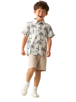 Angel & Rocket Kids' Cotton Short Sleeved Palm Tree Shirt, Green - view 2, Green