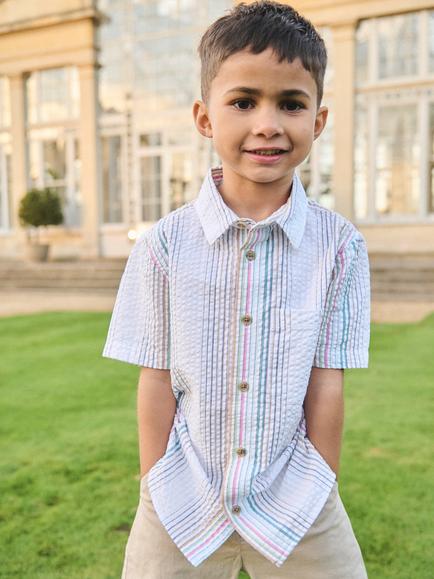 Angel & Rocket Kids' Seersucker Shirt, Multi - view 2, Multi