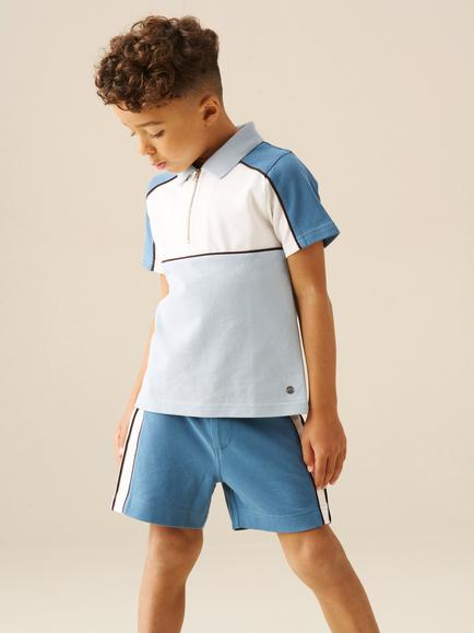 Angel & Rocket Kids' Cotton Pique Shorts, Blue - view 2, Blue