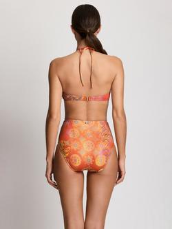 Ralph Lauren Shirred Bandeau Bikini Top, Orange/Multi - view 2, Orange/Multi