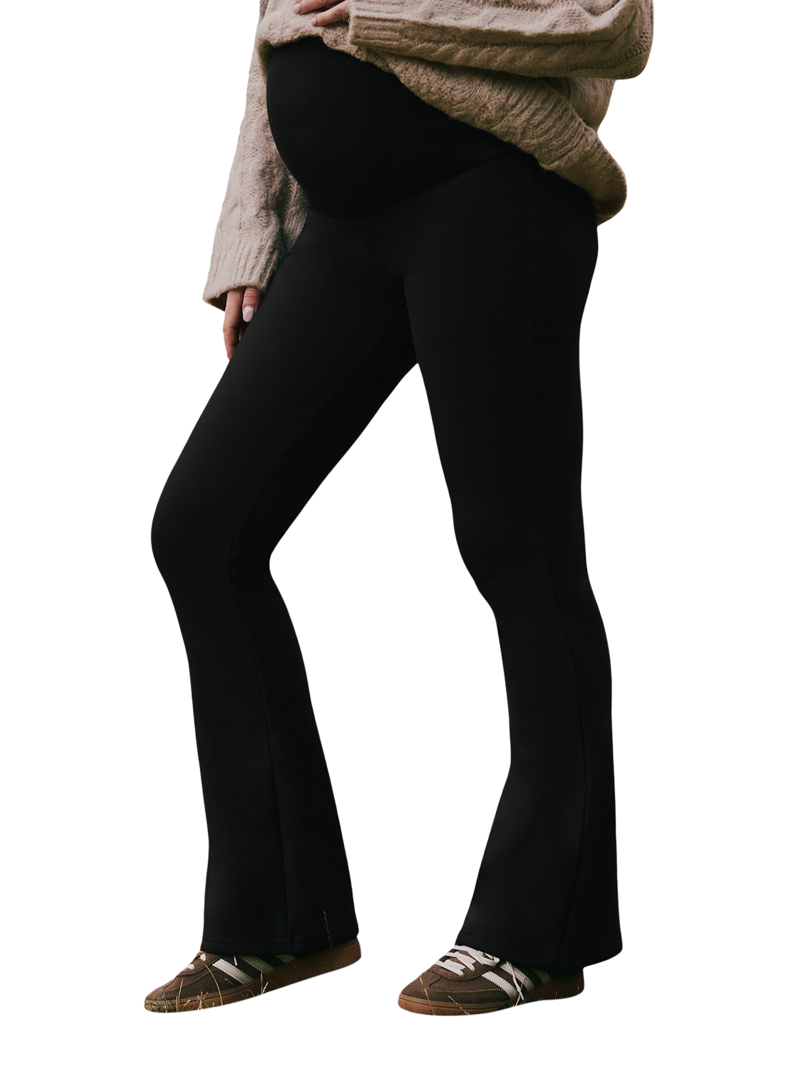 Product image 1 of 6, which shows Lovall Flared Maternity Leggings, Black, 6