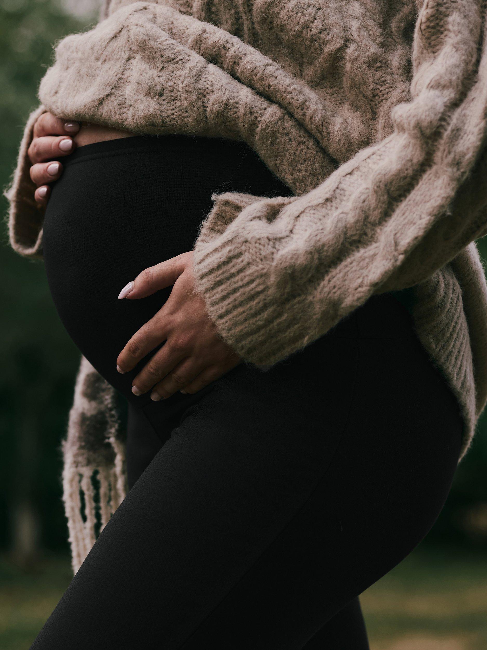 Product image 6 of 6, which shows Lovall Flared Maternity Leggings, Black, 6