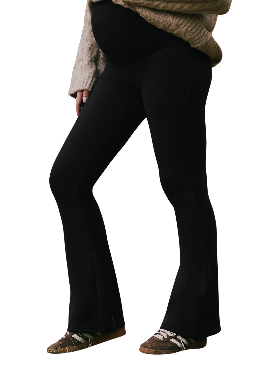 Product image 1 of 5, which shows Lovall Flared Maternity Leggings, Black, 8