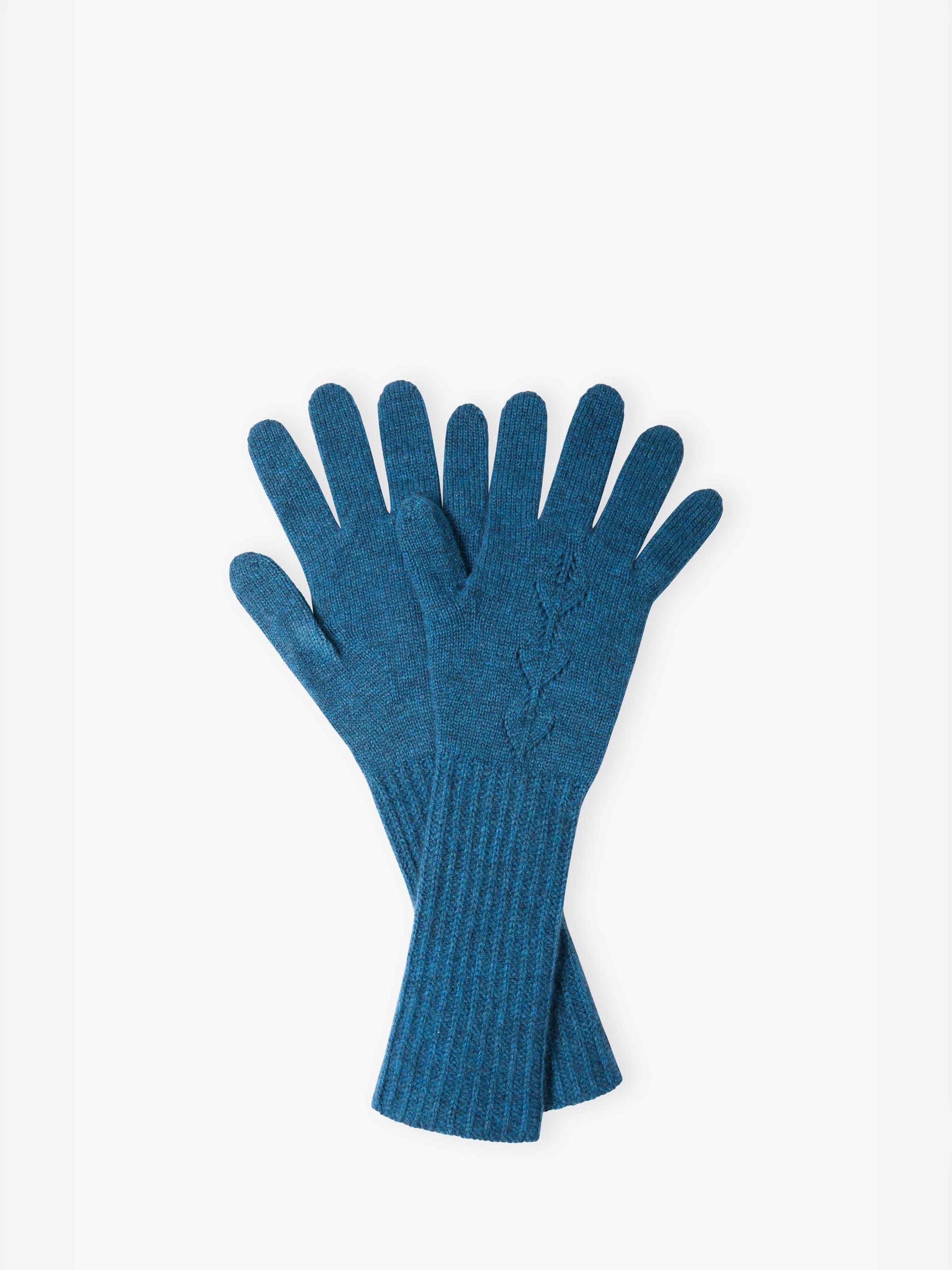 Brora Cashmere Long Pointelle Gloves, Jay