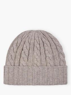 Brora Cashmere Cable Knit Beanie Hat, Ash