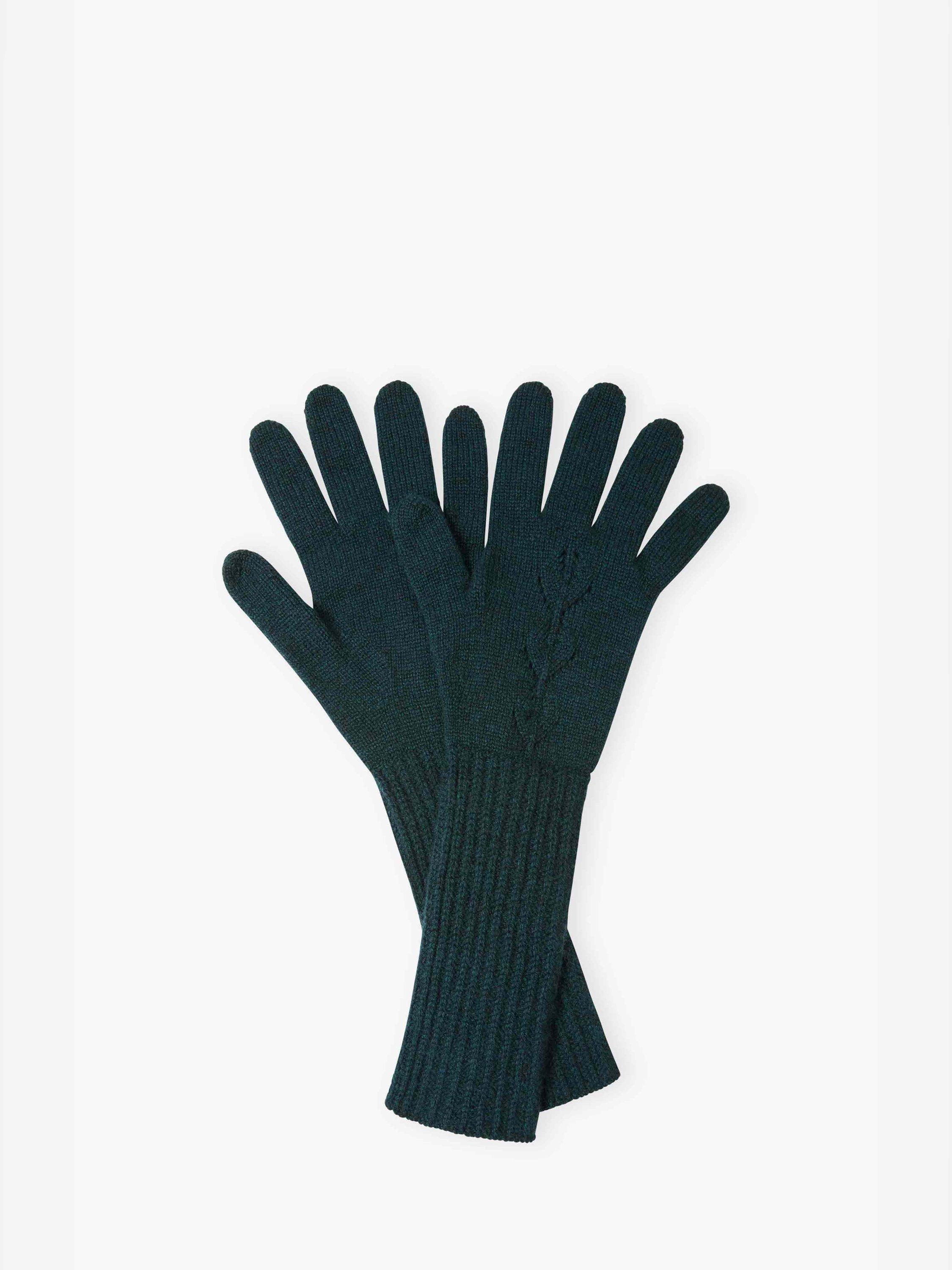 Brora Cashmere Long Pointelle Gloves, Ivy