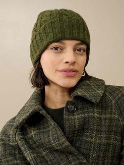 Brora Cashmere Cable Knit Beanie Hat - view 2, Sorrel