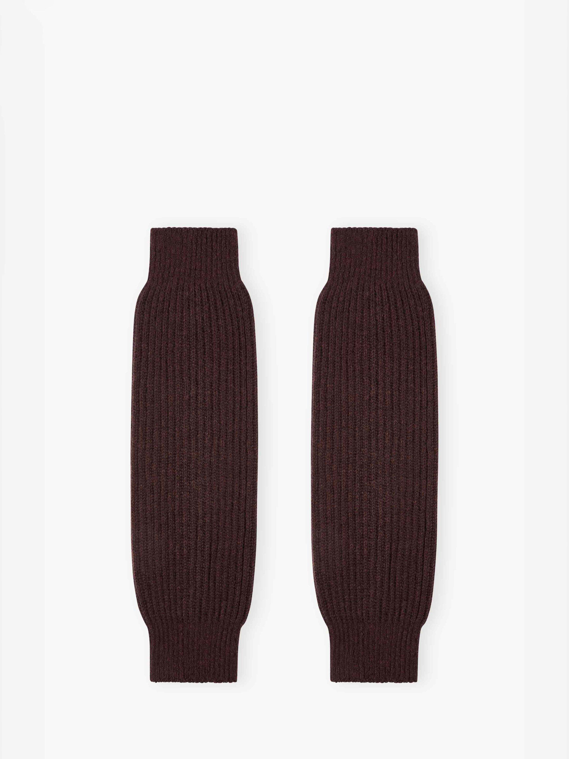 Product image 1 of 2, which shows Brora Ribbed Pure Cashmere Legwarmers, Malt, One Size
