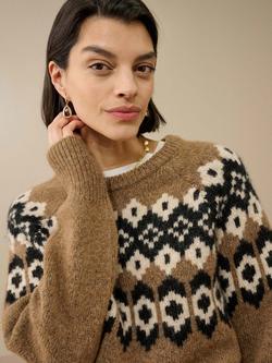 Brora Folk Wool Rich Jumper, Toffee, Toffee