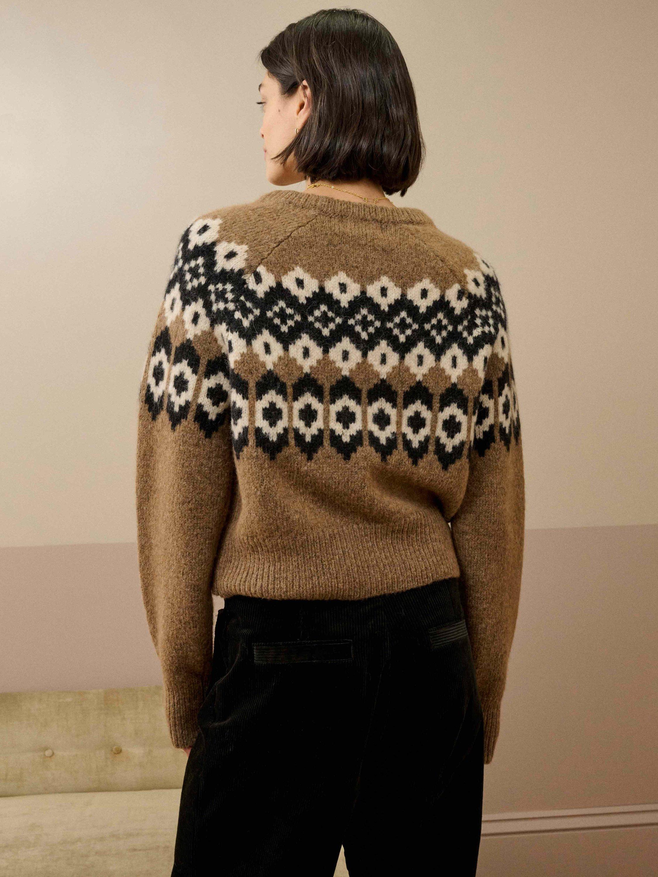 Product image 4 of 5, which shows Brora Folk Wool Rich Jumper, Toffee, 12-14