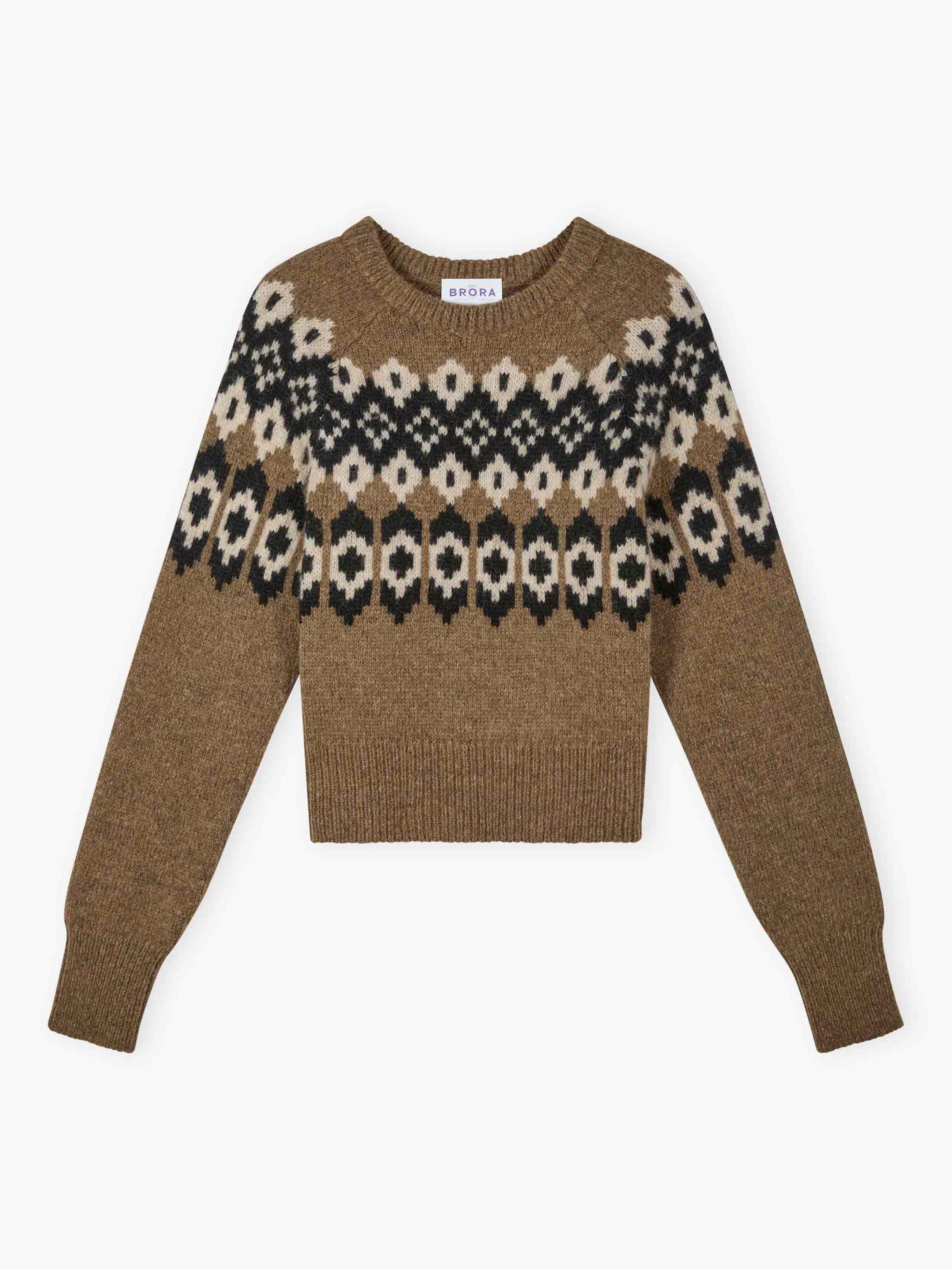 Product image 5 of 5, which shows Brora Folk Wool Rich Jumper, Toffee, 12-14
