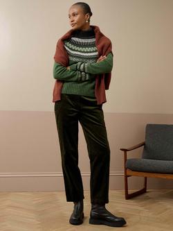 Brora Fair Isle Roll Neck Lambswool Jumper, Tarragon - view 2, Tarragon