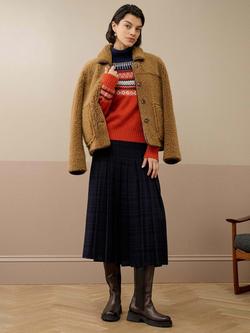 Brora Fair Isle Roll Neck Lambswool Jumper, Burnt Orange - view 2, Burnt Orange