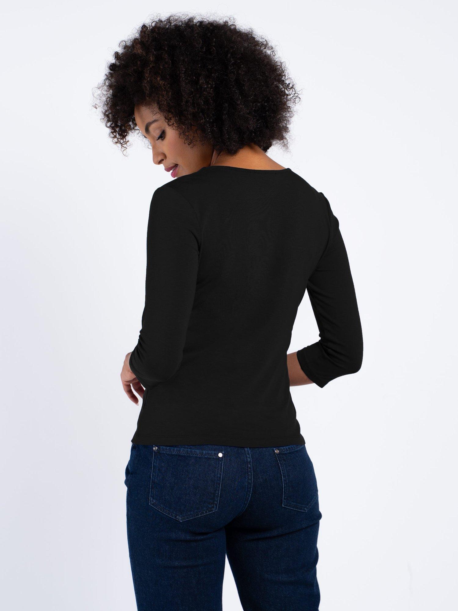 Product image 2 of 5, which shows Celtic & Co. Darcey V Neck Cotton Blend Top, Black, 8
