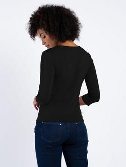 Celtic & Co. Darcey V Neck Cotton Blend Top - view 2, Black