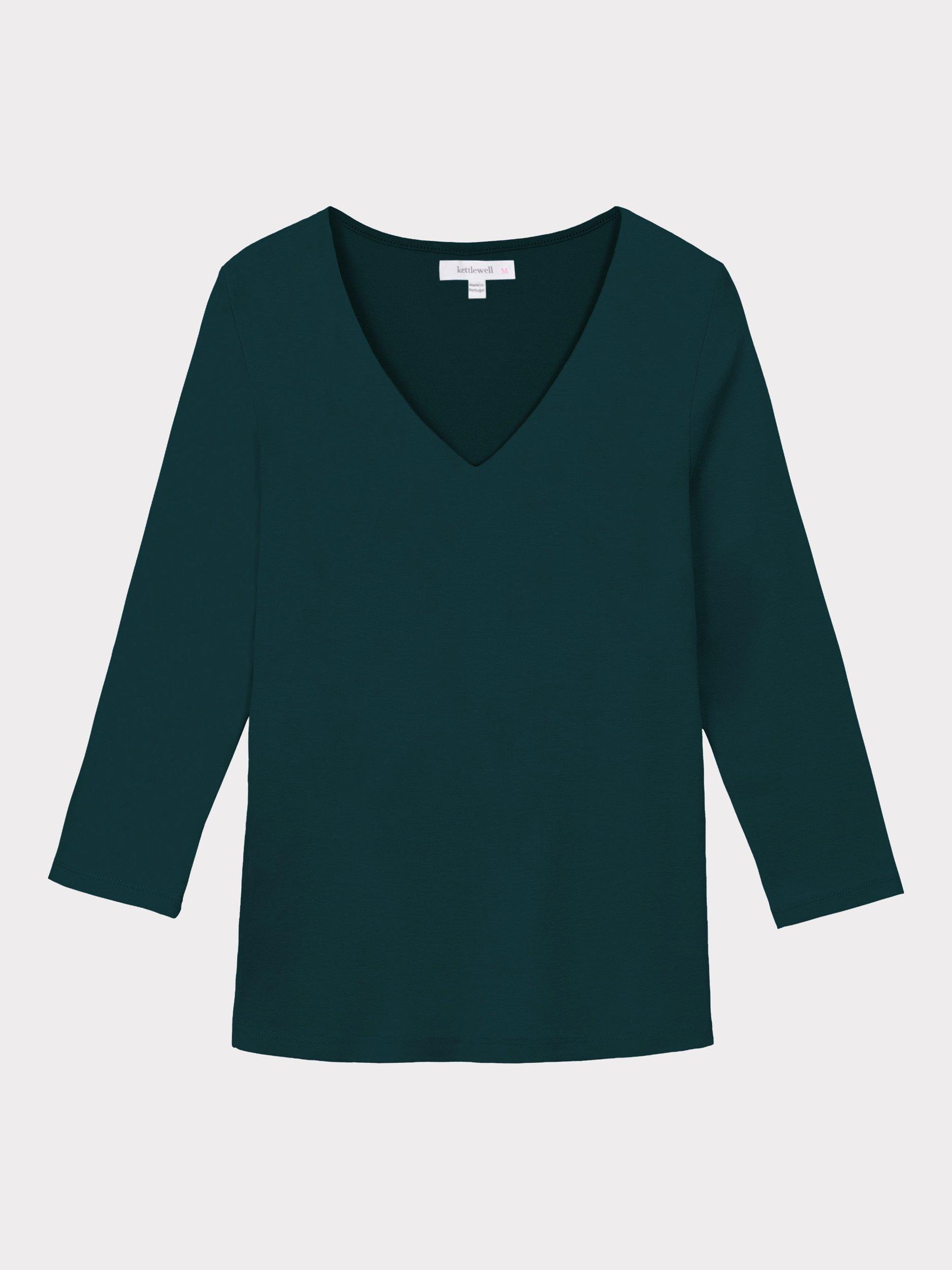 Product image 3 of 4, which shows Celtic & Co. Darcey V Neck Cotton Blend Top, Marine Navy, 8