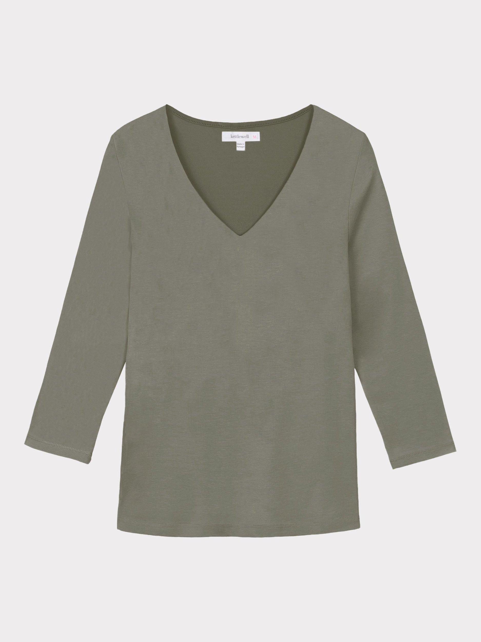 Product image 5 of 5, which shows Celtic & Co. Darcey V Neck Cotton Blend Top, Dark Pebble Grey, 10